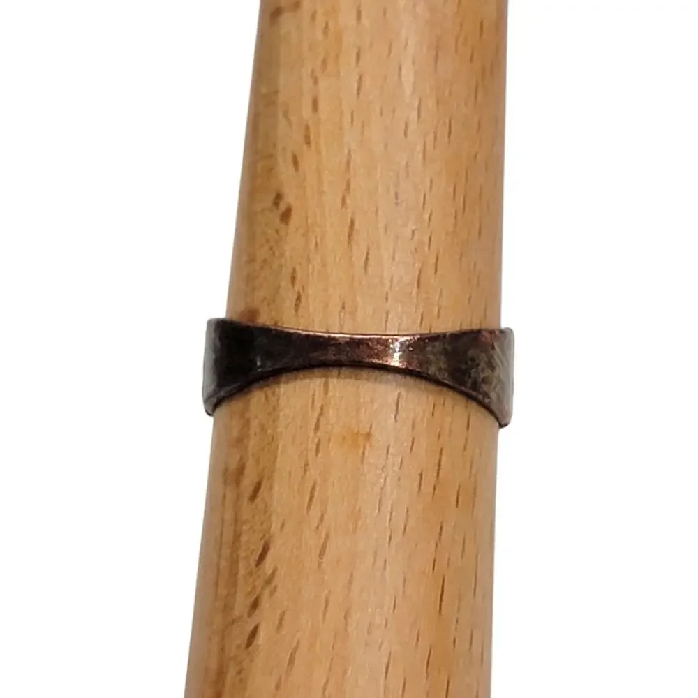 Vintage Brutalist Copper Bronze Ring Band Textured Modernist Studio Size 8